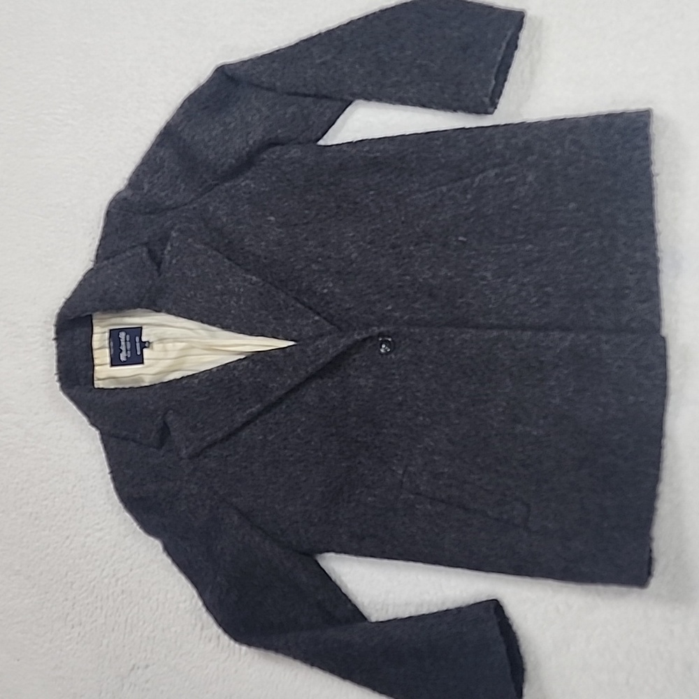 Madewell Brushweave Cocoon Gray Wool Blend Furry Blazer Jacket One Button Front